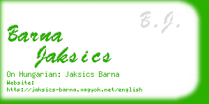 barna jaksics business card